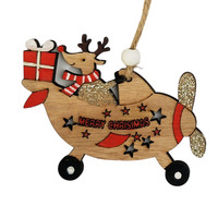 Reindeer in Plane cutout Wooden Decoration 8cm