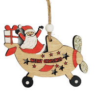 Santa in Plane cutout Wooden Decoration 8cm