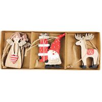 Angel, Santa, Reindeer MDF  Hanging 6pc