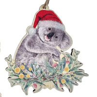 Popcorn Blue  Koala with Hat Christmas Hanging Decoration