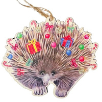 Popcorn Blue Echidna with Lights Christmas Hanging Decoration