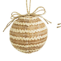 Natural Bauble with Stripes 8cm