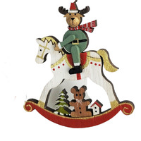 Reindeer  on Rocking Horse Decoration 8cm