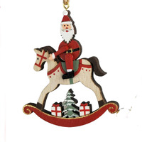 Santa on Rocking Horse Decoration 8cm