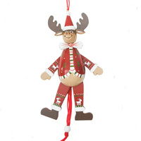 Reindeer Jumping Jack Hanging Christmas Decoration