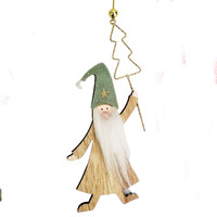 Santa with Tree  Decoration Sage  19x8x1 cm
