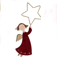 Angel with Star Decoration Red  19x8x1 cm