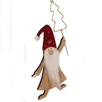 Santa with Tree  Decoration Red  19 cm
