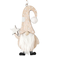Natural Santa Holding Star MDF Hanging Decoration