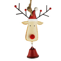 Metal Reindeer with Bell  Decoration Red12cm