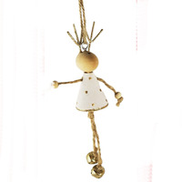 Reindeer with Bell White and Gold Hanging Decoration 11cm