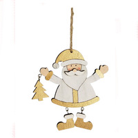 Santa White Gold Hanging Christmas  Decoration 13cm
