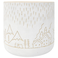 Christmas Scene Planter White