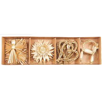 Natural Straw Christmas Hanging Decoration Set 8pc