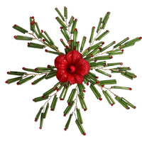 Beads and Red Flower Napkin Ring