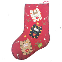 Cat Felt Christmas Stocking 45cm