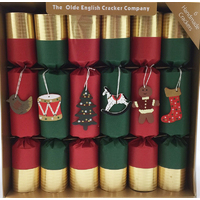 Red and Green Matte Paper with Trinkets Crackers  6pk