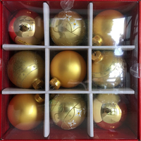 Christmas Bauble Set Gold 9pc 8cm