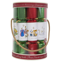 12 Days of Christmas Red/Grn Crackers with Charades 12pk