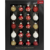 Red Gold White Glass Baubles 2.5cm 20pk
