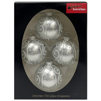 Christmas Baubles Silver 4pk