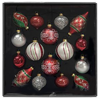 Christmas Bauble Set Red Green White 16pc