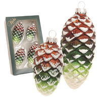 Glass Pinecone Hanging Christmas Decorations 4pc