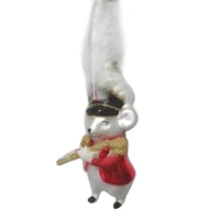 Mouse Band Master Glass Hanging Christmas Decoration 12cm