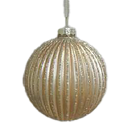 Gold Glitter Small Rib Christmas  Decoration  8cm