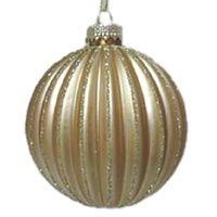 Gold Glitter Rib Christmas  Decoration  8cm