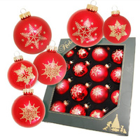 Red Snowflake Mixed Christmas Hanging Decorations 16 pc set