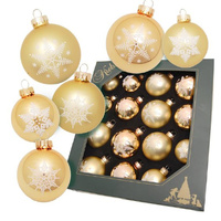 Gold Snowflake Mixed Christmas Hanging Decorations 16 pc set