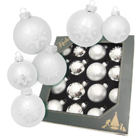 Silver Snowflake Mixed Christmas Hanging Decorations 16 pc set