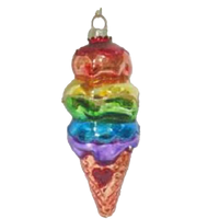 Glass IceCream Cone Christmas Decoration 13cm