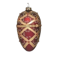 Faberge Red Gold Gift Egg Christmas Tree Decorations