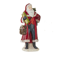 Santa with Satchel and Gift  25cm