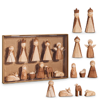 Christmas Nativity Scene Carved Timber Look 11pc