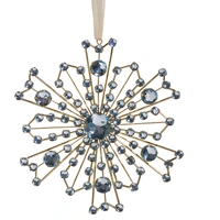 Ice Blue Jewel Snowflake Christmas Hanging Ornament