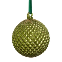 Green Gold  Quilted Glass Christmas Bauble 10 cm