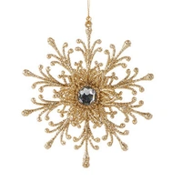 Soft Gold Glitter Snowflake with Gem Christmas Decoration 10cm