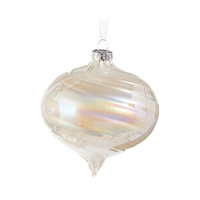 Pearlescent Swirl Glass Onion Christmas Tree Decoration 10cm