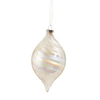 Pearlescent Swirl Glass Teardrop Christmas Tree Decoration 10cm