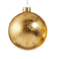 Gold Leaf Painted Round Christmas Bauble  10cm