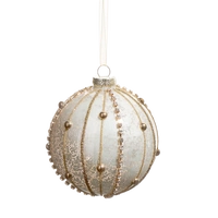 Gold Beaded Mottled Glass Christmas Bauble 10cm