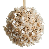 Floral Cream  Copper and Gold Christmas Hanging Decoration 10cm