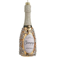 Jewelled Champagne Bottle Christmas Decoration 15cm