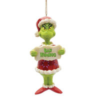 Bah Humbug Grinch Christmas Hanging Decoration 12cm