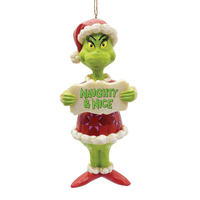 Naughty + Nice Grinch Christmas Hanging Decoration 12cm