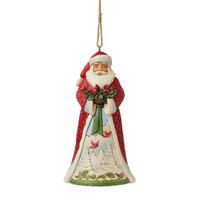 Santa Holding Cardinals Hanging Christmas Ornament 11cm