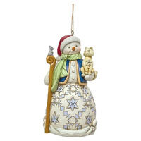 Jim Shore Snowman with Cat Hanging Christmas Decoration